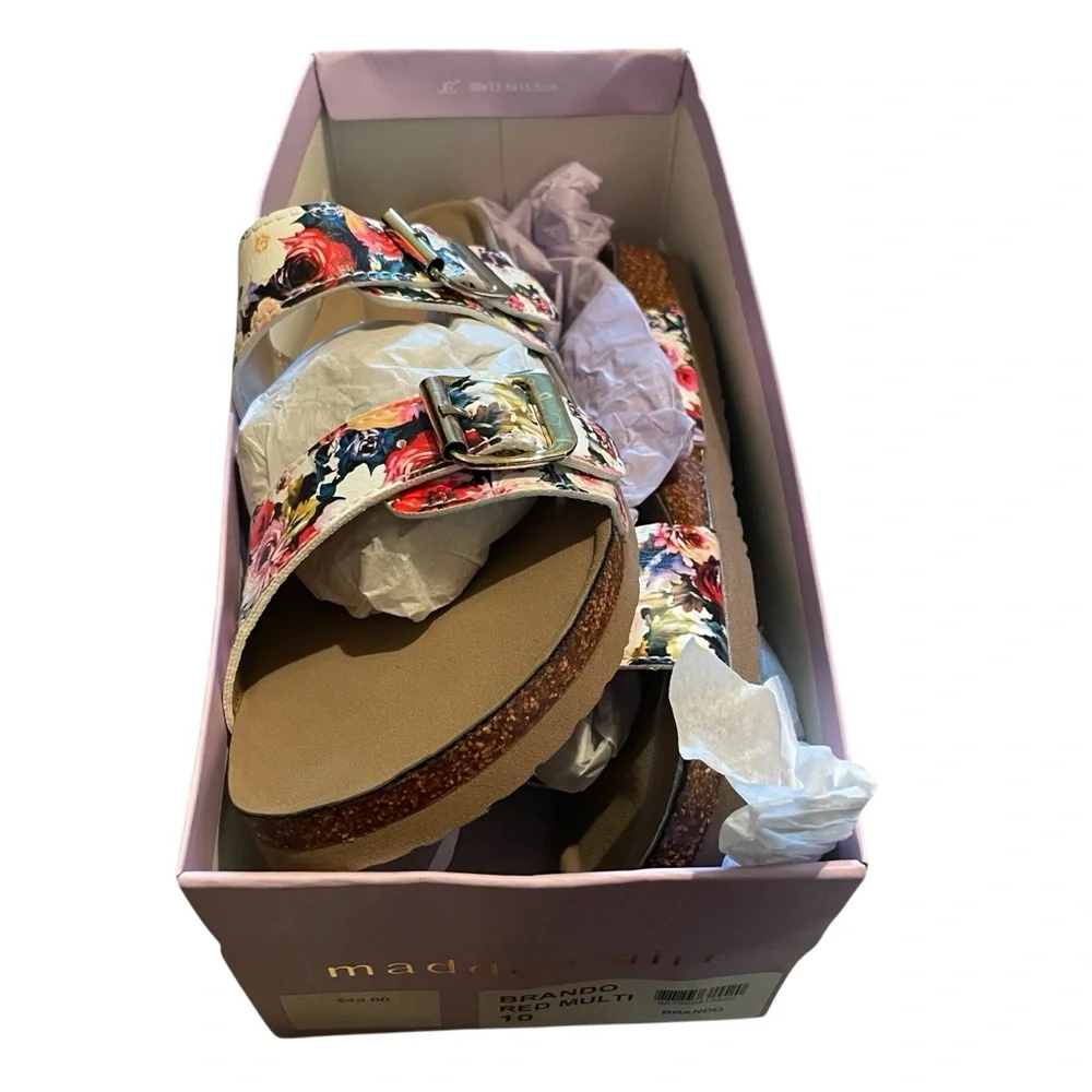 NIB Madden Girl Brando floral slide cork sandals 9 (mislabeled box) hippie boho - Picture 2 of 6